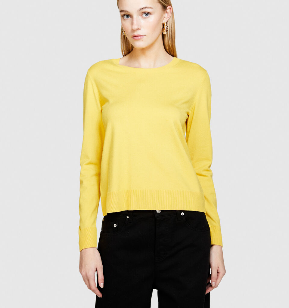 Solid colored sweater - women's crew neck sweaters - Yellow | Sisley image number 4
